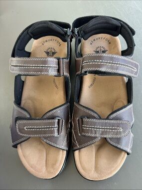 Dockers Brown Mens Adjustable Hook-and-Loop Comfort Sandals